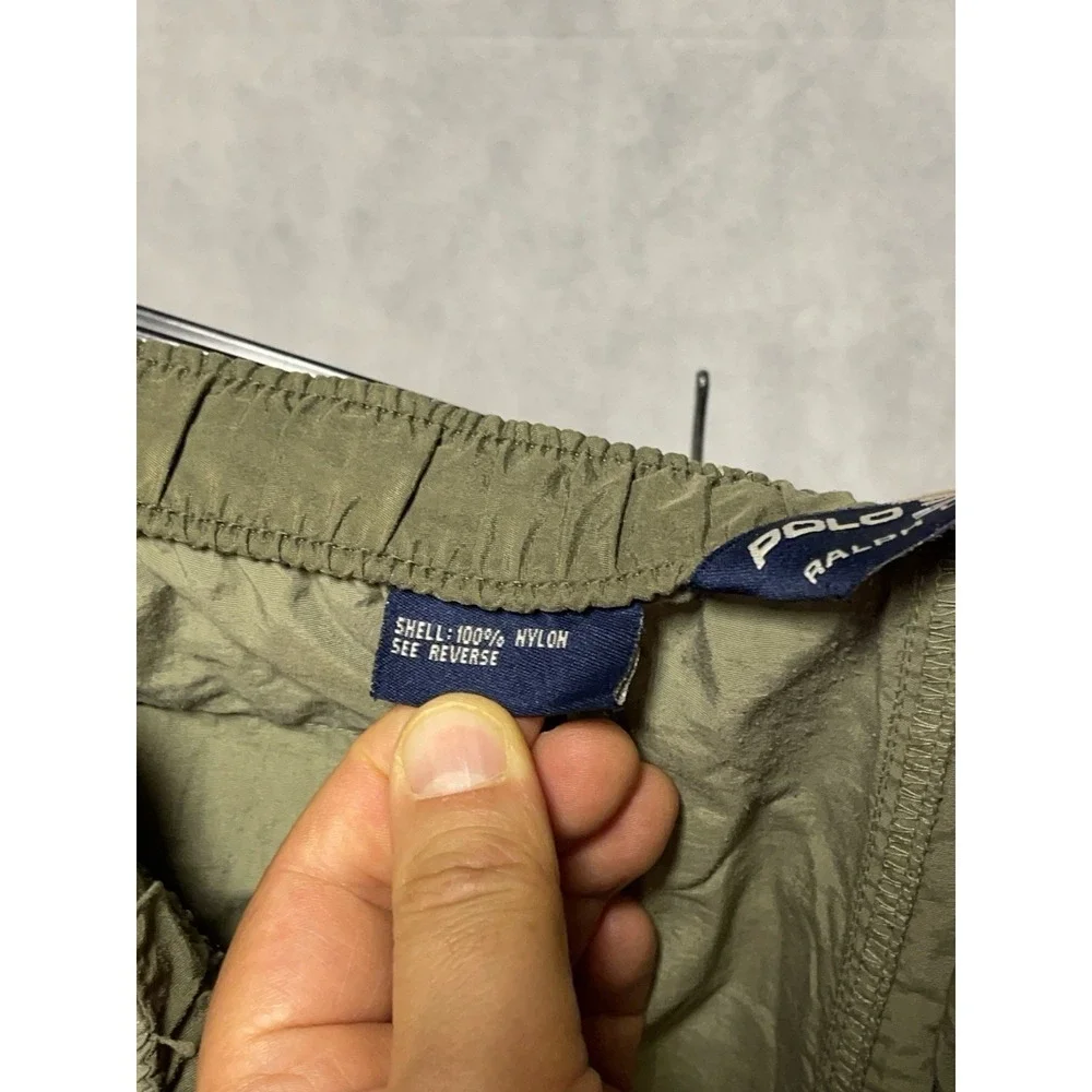 VTG Polo Sport Ralph Lauren Shorts Men M Green Nylon Utility Hybrid Lightweight